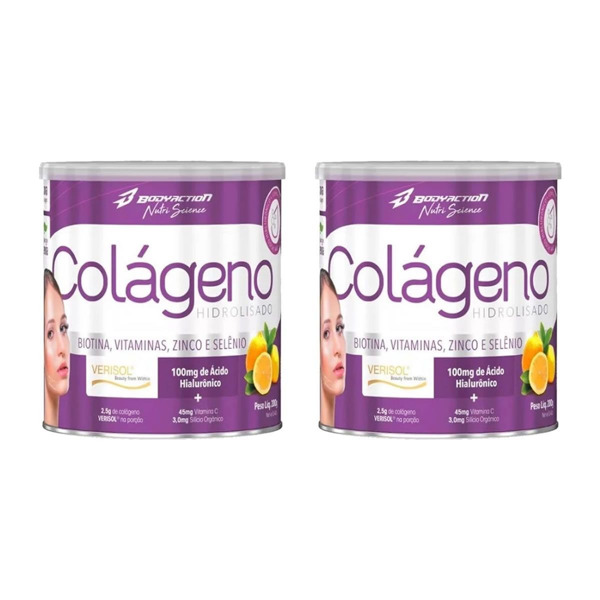 Kit 2X Col�geno Hidrolisado Nutri Science - 200g Lim�o com Clorofila - BodyAction