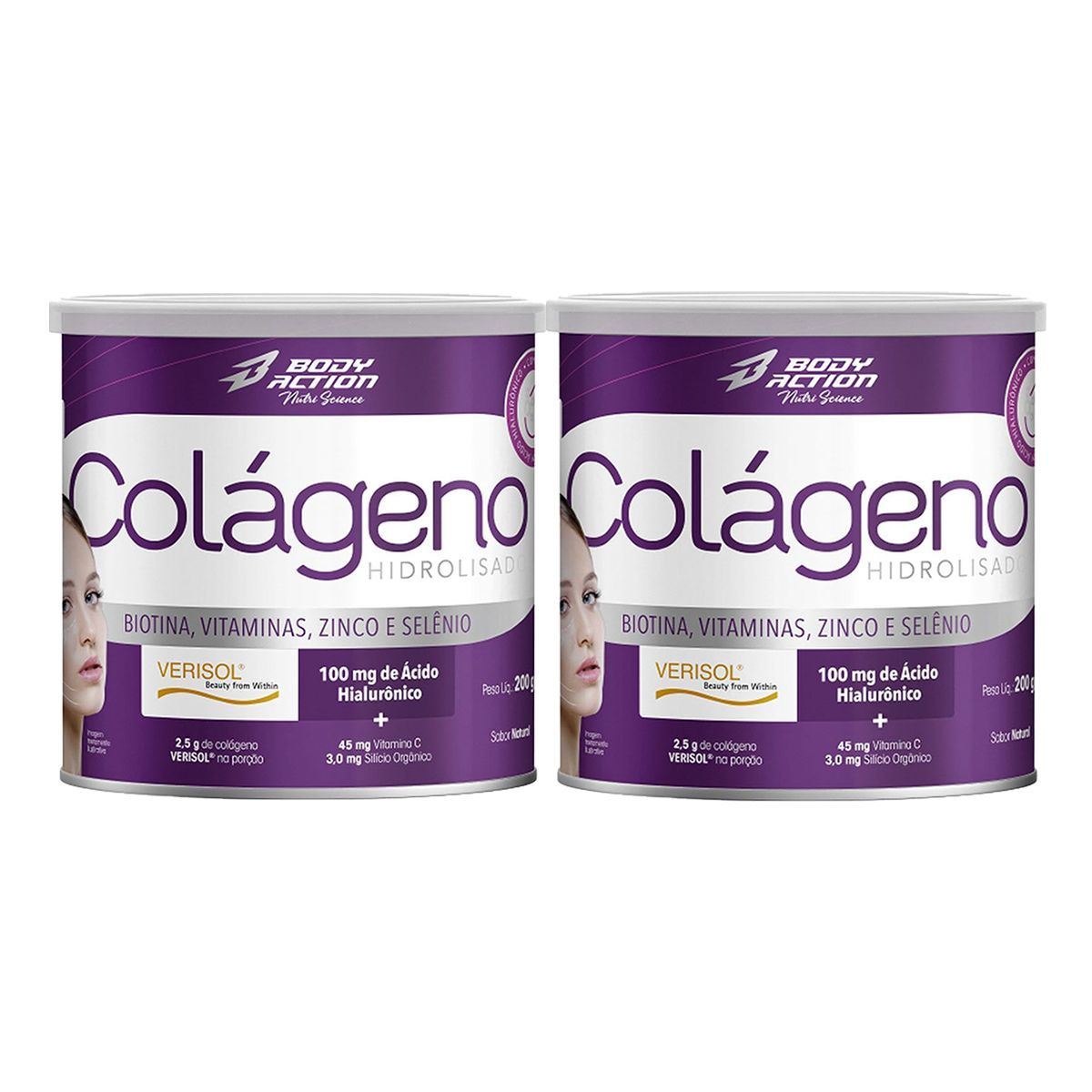 Kit 2X Col�geno Hidrolisado Nutri Science - 200g Natural - BodyAction