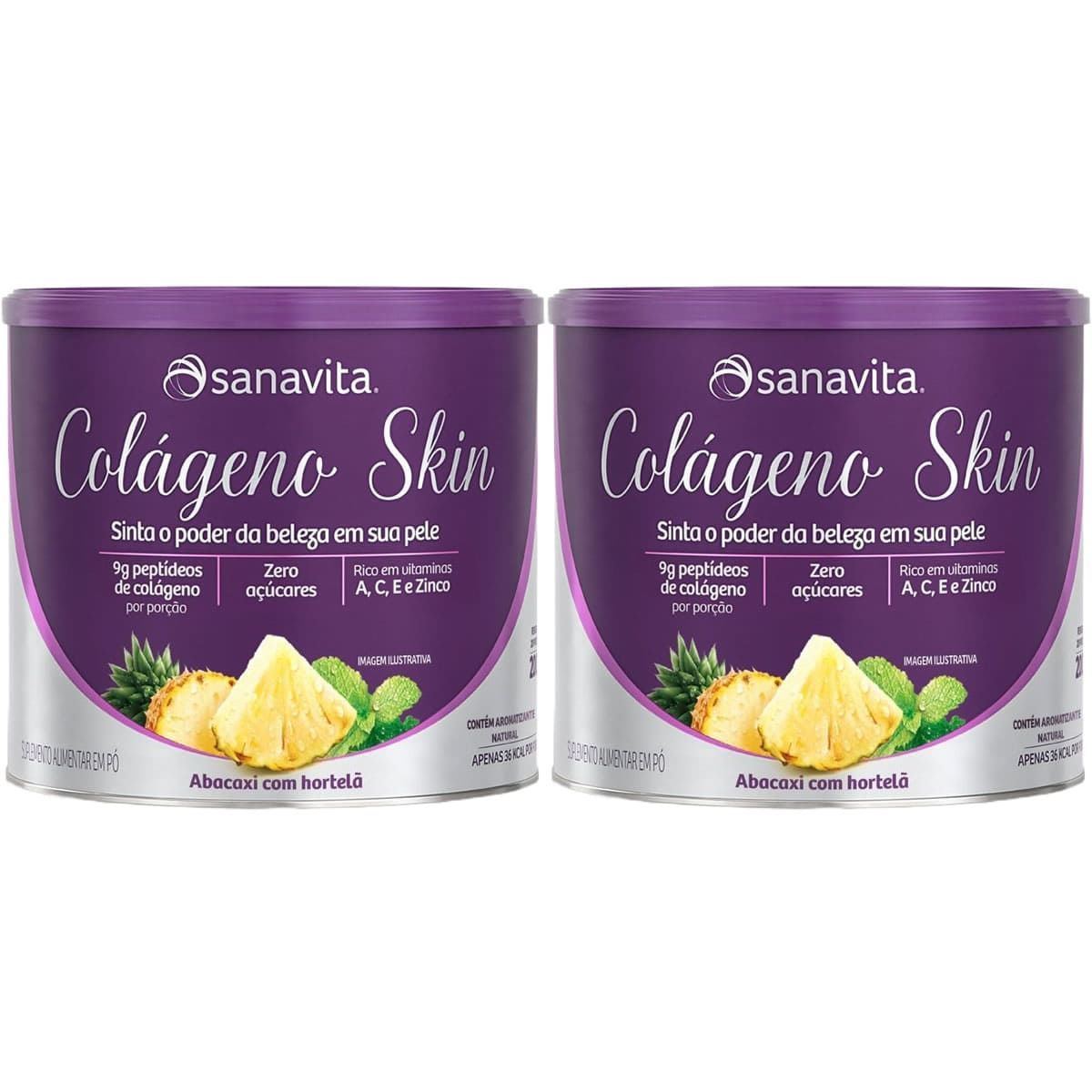 Kit 2X Col�geno Skin - 200g Abacaxi com Hortel� - Sanavita