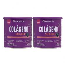 Kit 2X Col�geno Skin - 200g Morango Com A�a� - Sanavita