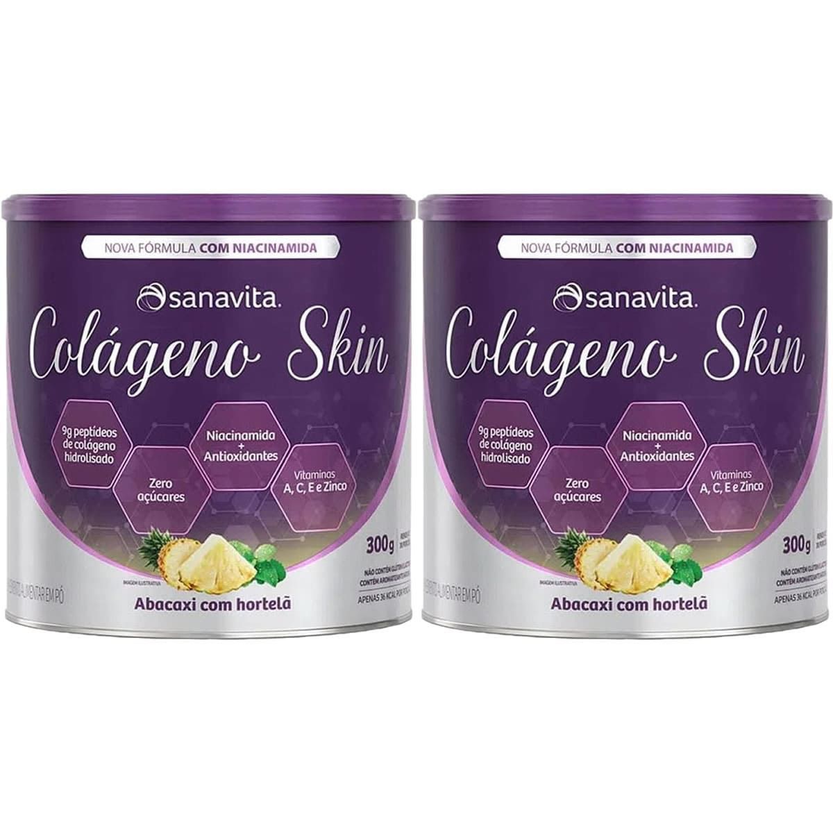 Kit 2X Col�geno Skin - 300g Abacaxi com Hortel� - Sanavita