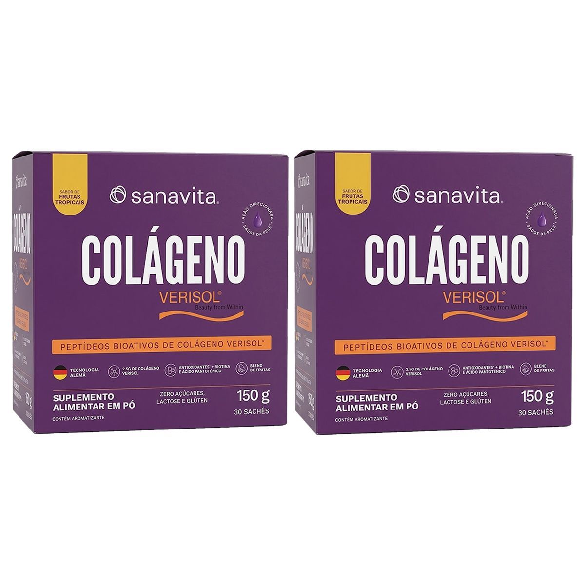 Kit 2X Col�geno Verisol - 30 Sach�s de 5g Frutas Tropicais - Sanavita