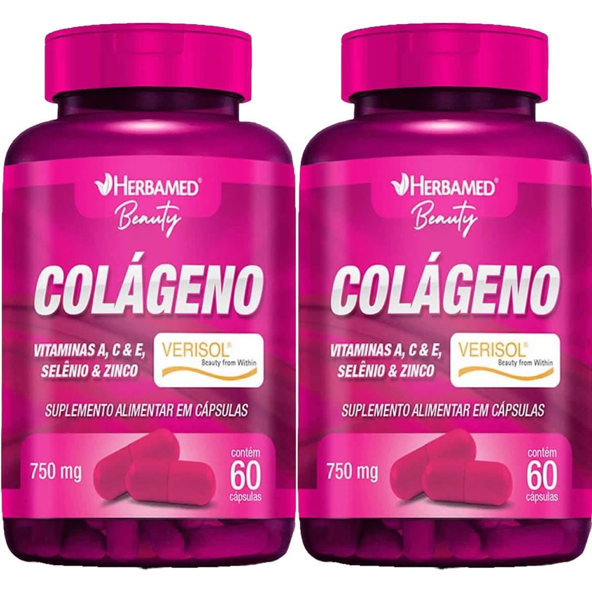 Kit 2X Col�geno Verisol + Vitaminas e Minerais - 60 C�psulas - Herbamed