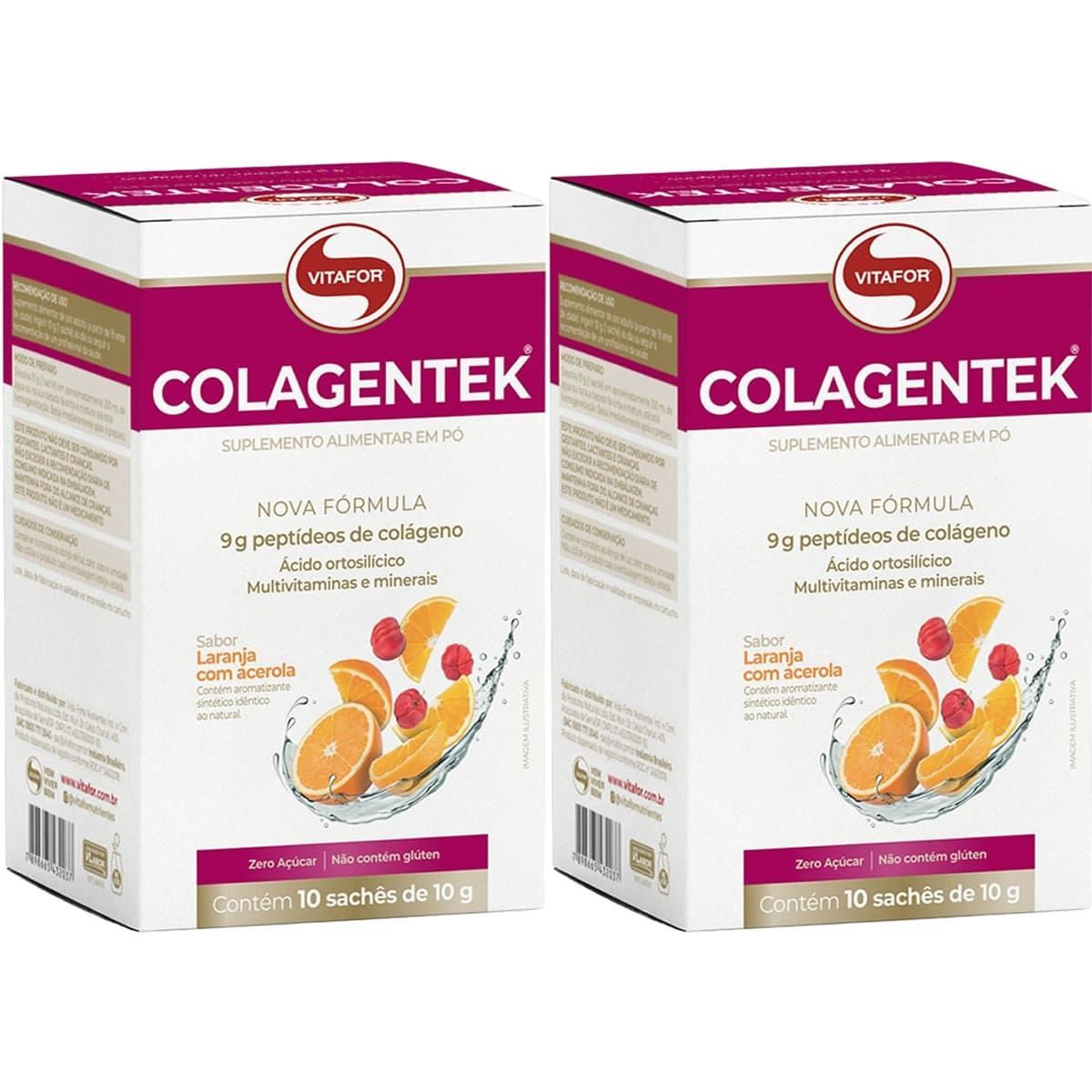 Kit 2X Colagentek - 10 Sach�s 10g Laranja Com Acerola - Vitafor