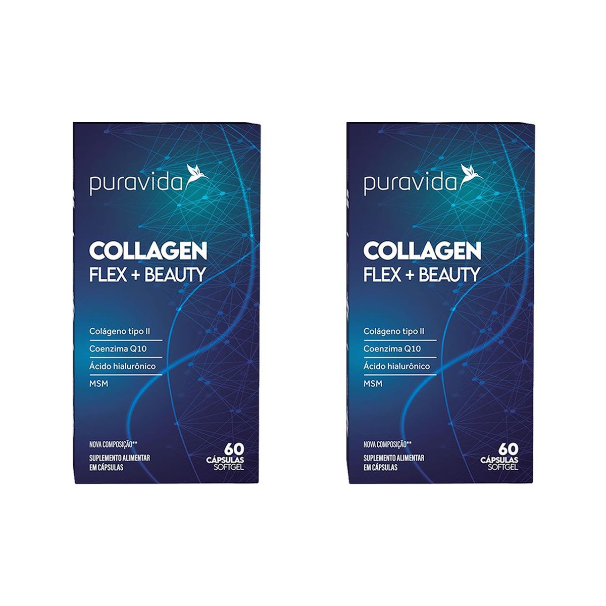 Kit 2X Collagen Flex + Beauty - 60 C�psulas Softgel - Puravida