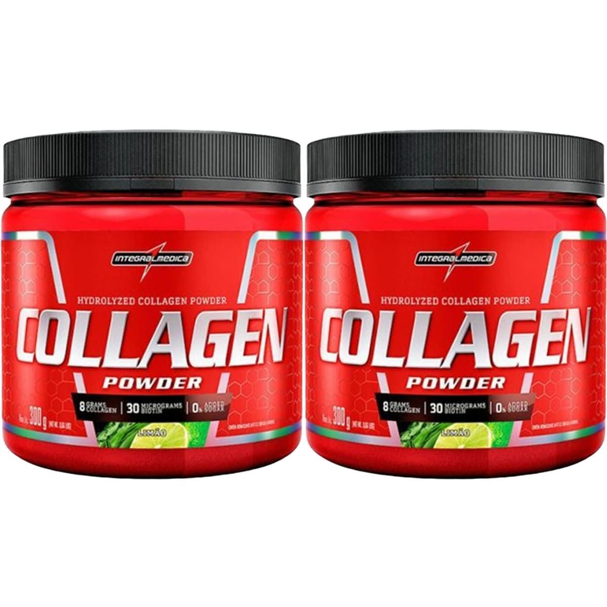 Kit 2X Collagen Powder Hydrolyzed - 300g Lim�o - IntegralM�dica
