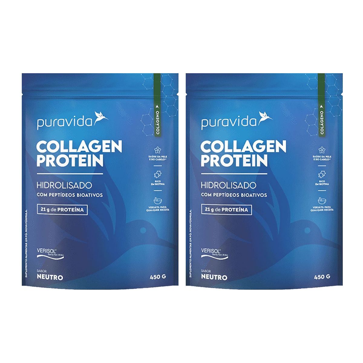 Kit 2X Collagen Protein - 450g Neutro - Puravida
