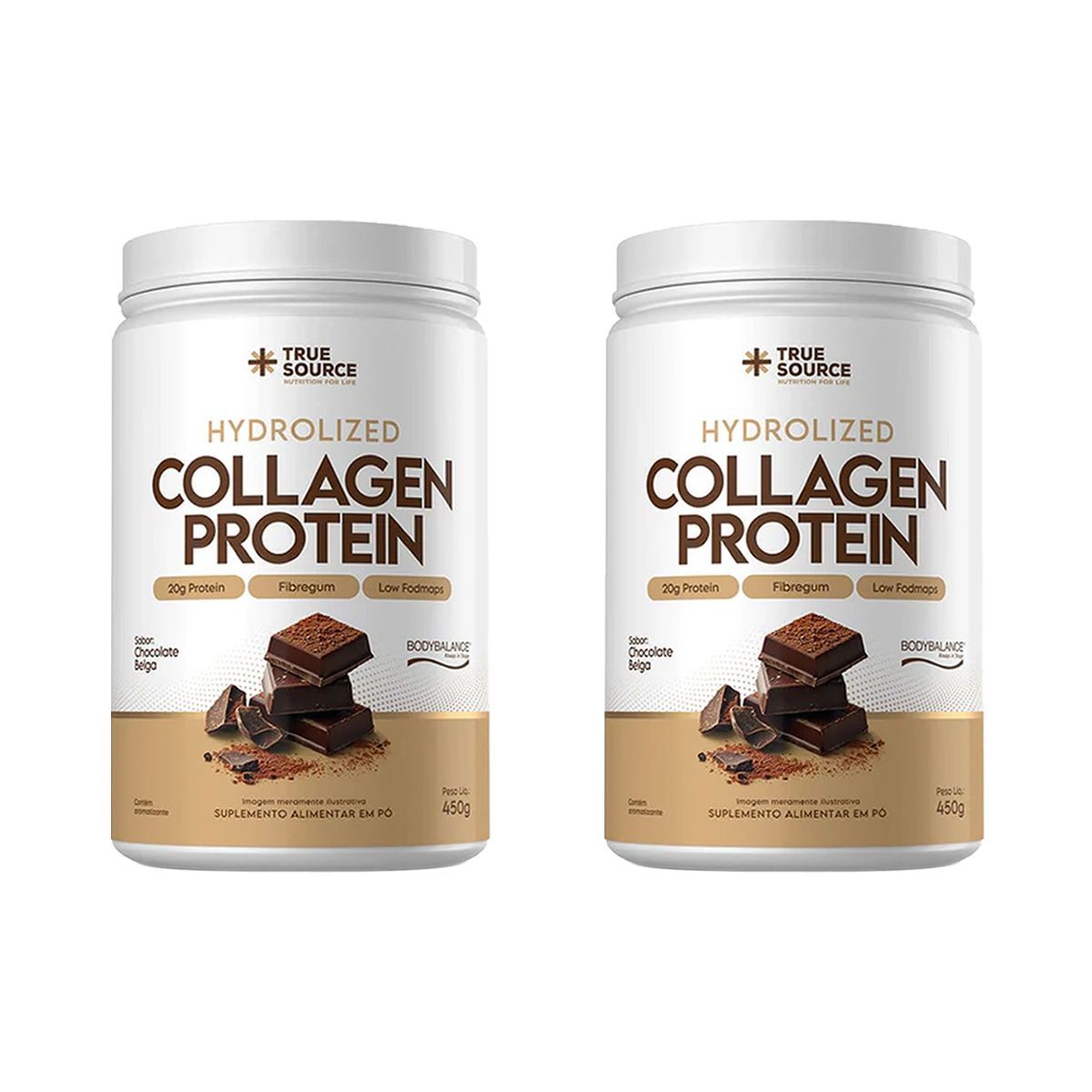 Kit 2X Collagen Protein Bodybalance - 450g Chocolate Belga - True Source	