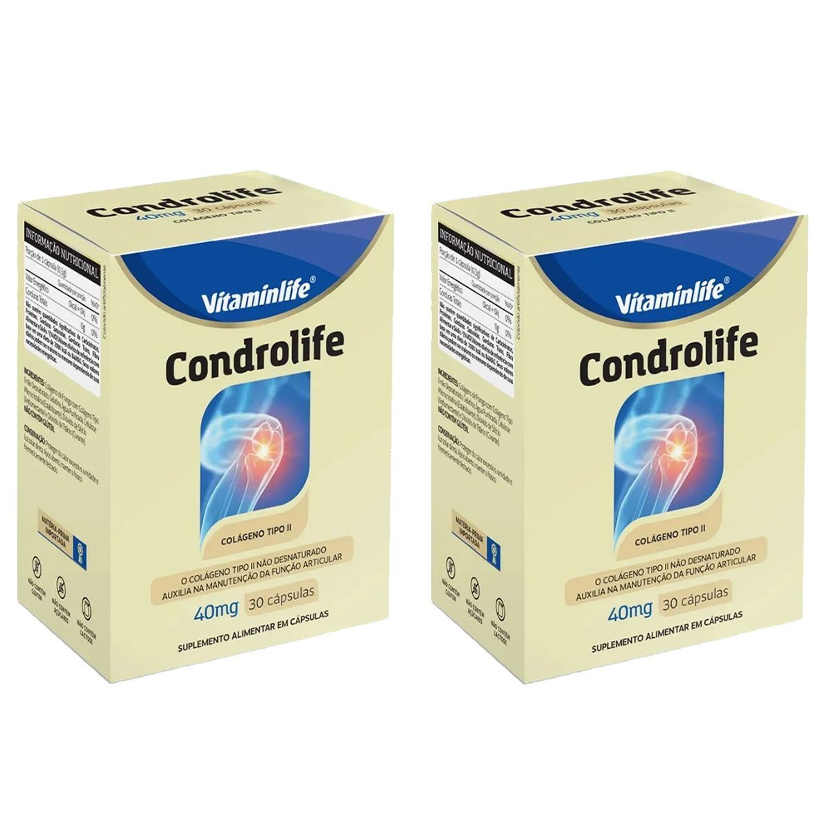 Kit 2X Condrolife Col�geno Tipo II - 30 C�psulas - VitaminLife