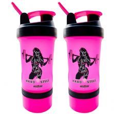 Kit 2X Coqueteleira 3 Doses - 450ml Rosa- Integralm�dica