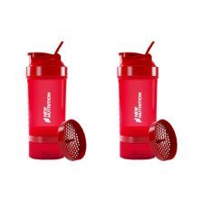 Kit 2X Coqueteleira 3 Partes - 500ml Vermelho - NewNutrition