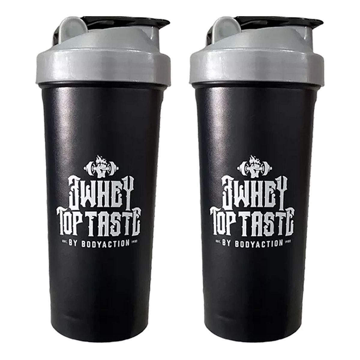 Kit 2X Coqueteleira 3 Whey Top Taste - 600ml Preta - Body Action