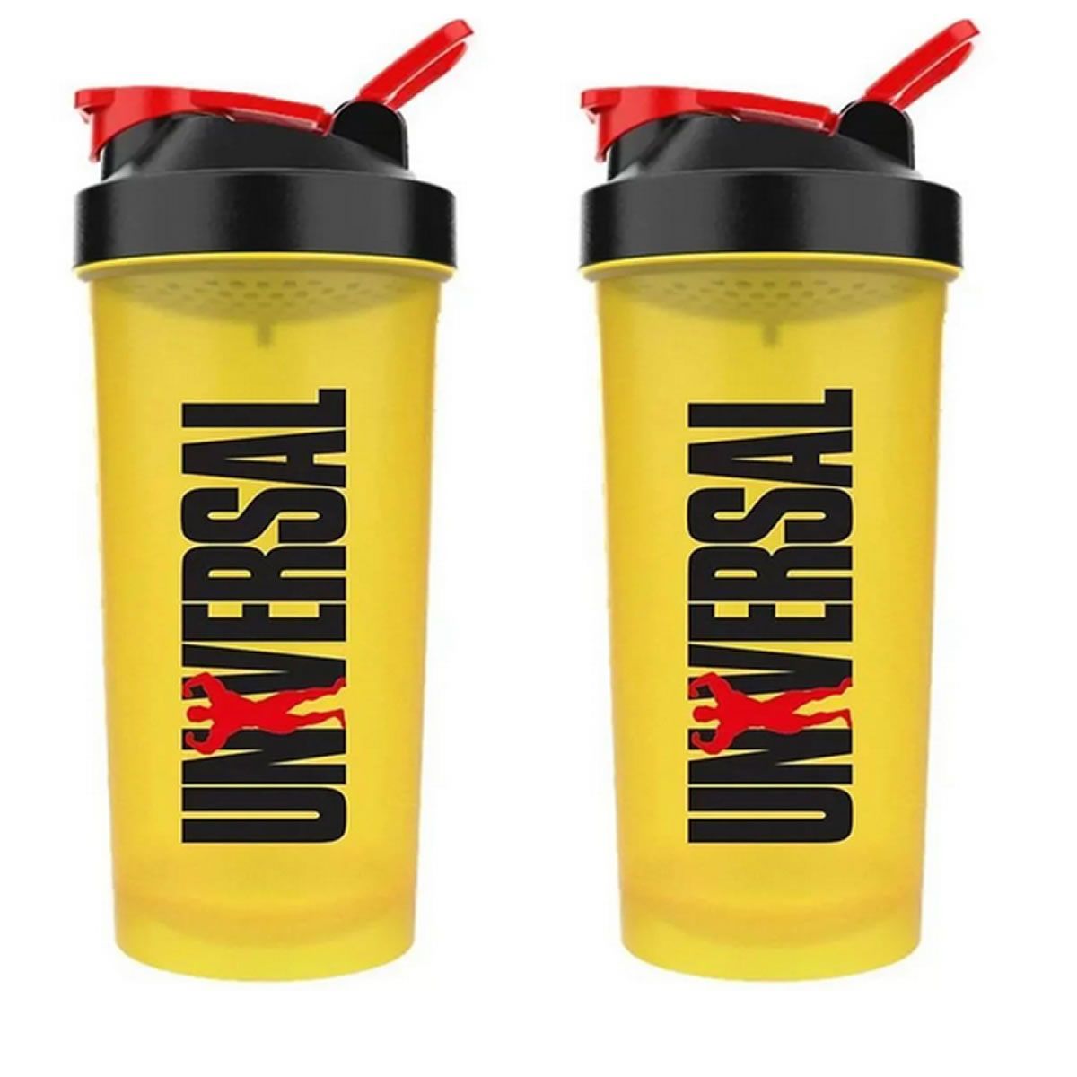 Kit 2X Coqueteleira - 600ml Amarela - Universal Nutrition