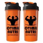 Kit 2X Coqueteleira 600ml Laranja e Preto - OtimaNutri