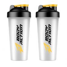 Kit 2X Coqueteleira - 600ml Preto/Amarelo- BodyAction