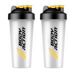 Kit 2X Coqueteleira - 600ml Preto/Amarelo- BodyAction