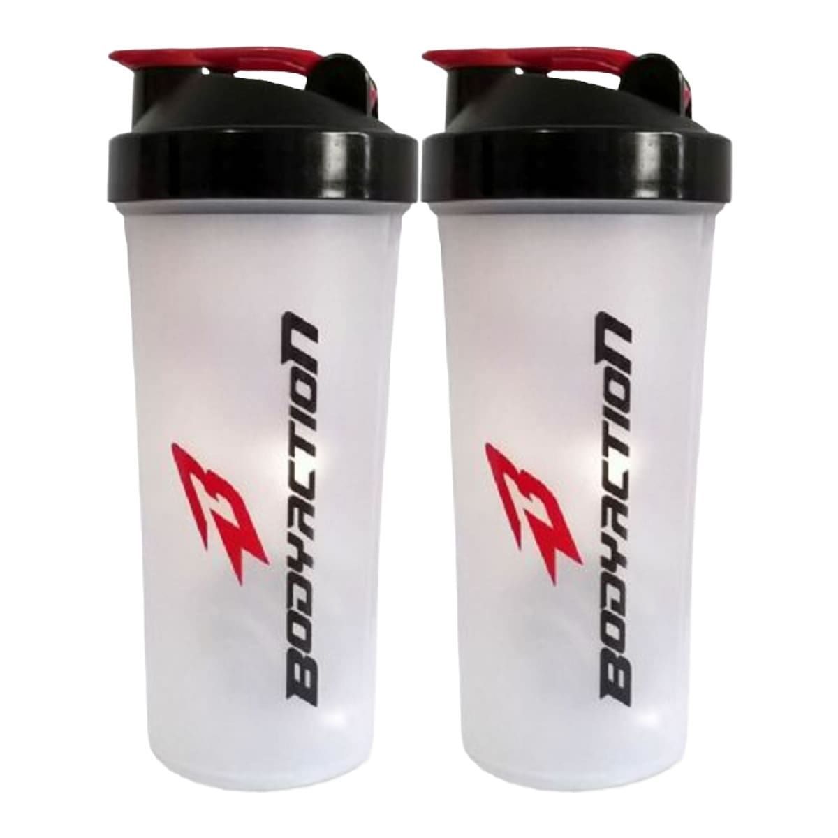 Kit 2X Coqueteleira - 600ml Preto/Vermelho - BodyAction