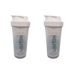 Kit 2X Coqueteleira - 600ml Verde e Branca - Lauton Nutrition