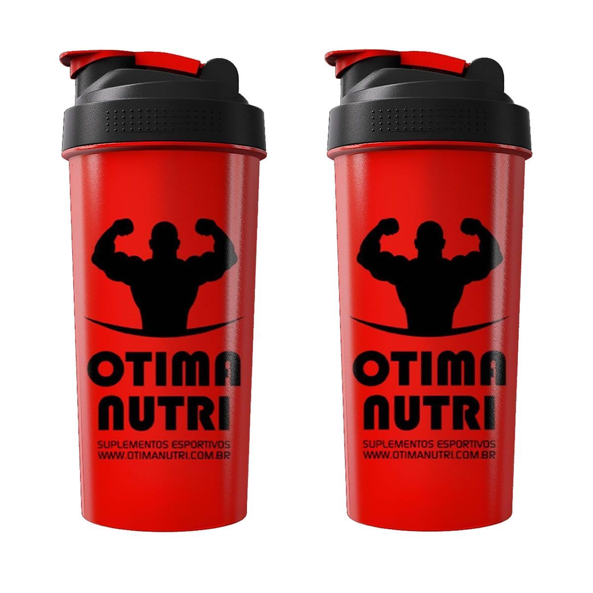 Kit 2X Coqueteleira 600ml Vermelha e Preto - OtimaNutri