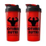 Kit 2X Coqueteleira 600ml Vermelha e Preto - OtimaNutri