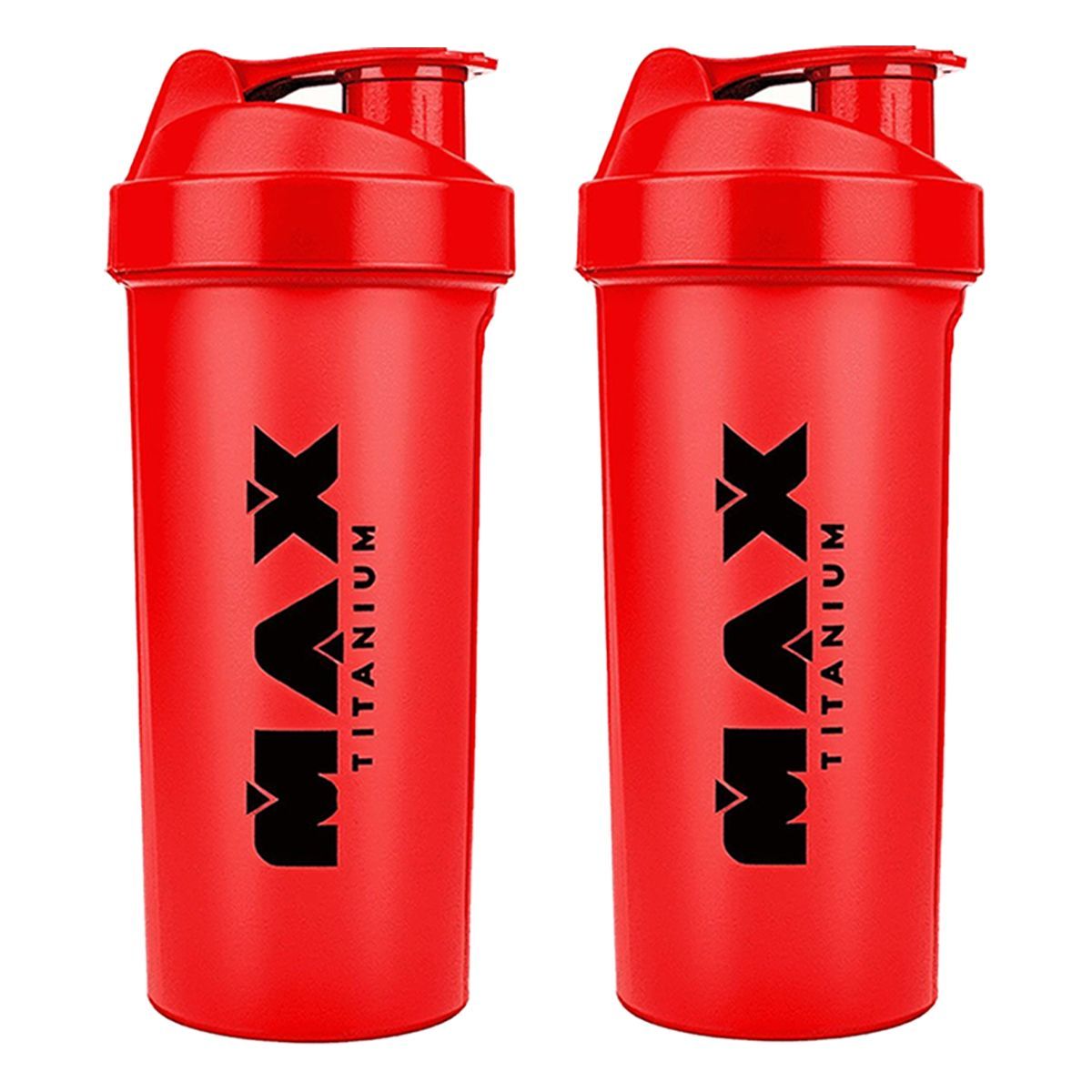 Kit 2X Coqueteleira - 700ml Vermelha - Max Titanium