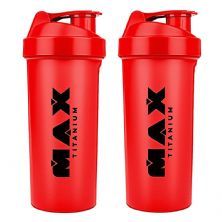 Kit 2X Coqueteleira - 700ml Vermelha - Max Titanium