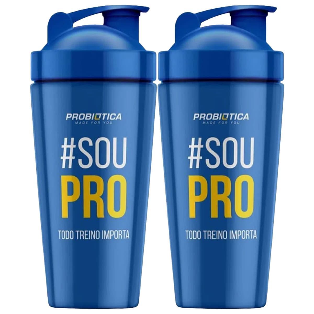 Kit 2X Coqueteleira Alum�nio Steel - 750ml Azul - Probi�tica