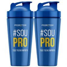 Kit 2X Coqueteleira Alum�nio Steel - 750ml Azul - Probi�tica