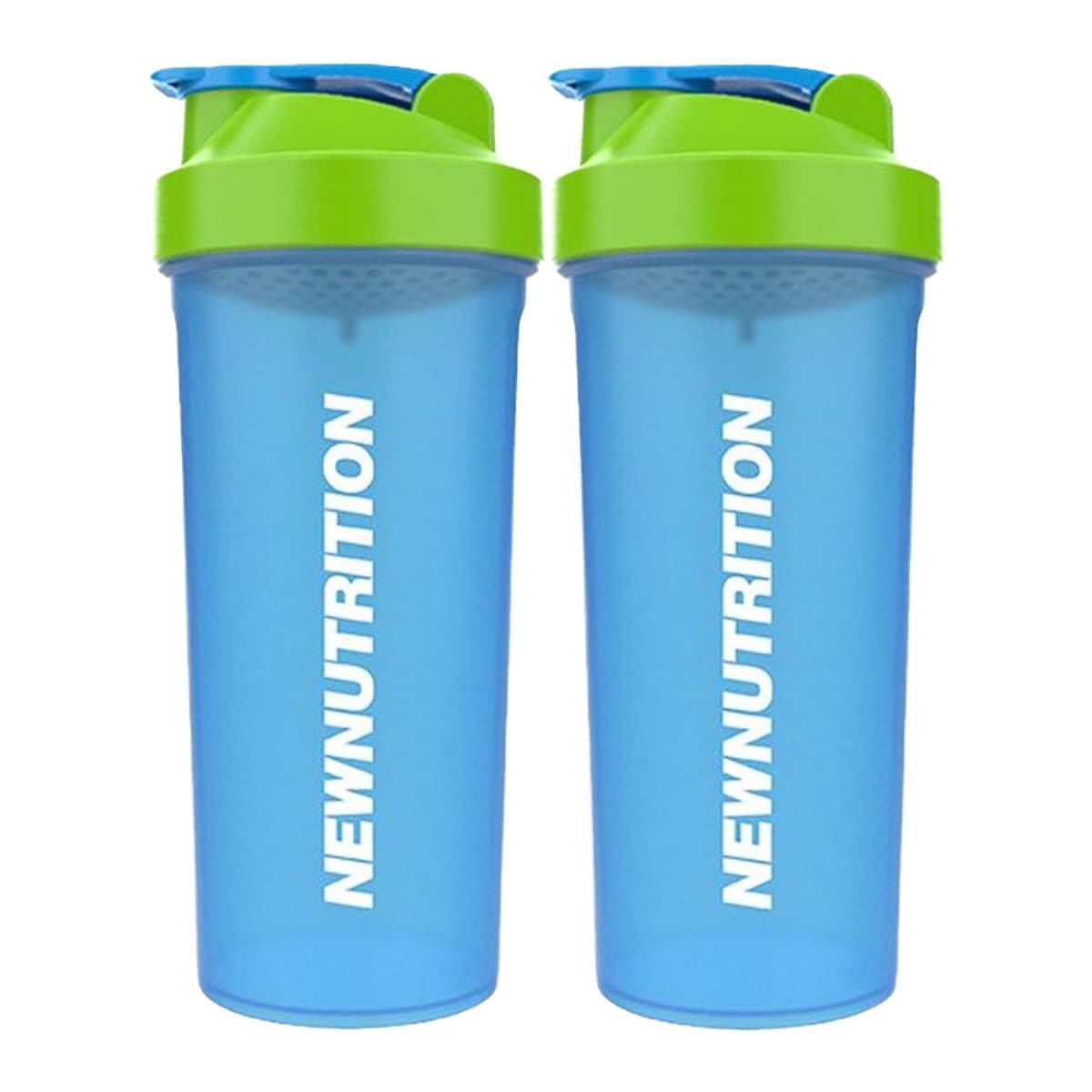 Kit 2X Coqueteleira Azul Com Tampa Verde - NewNutrition