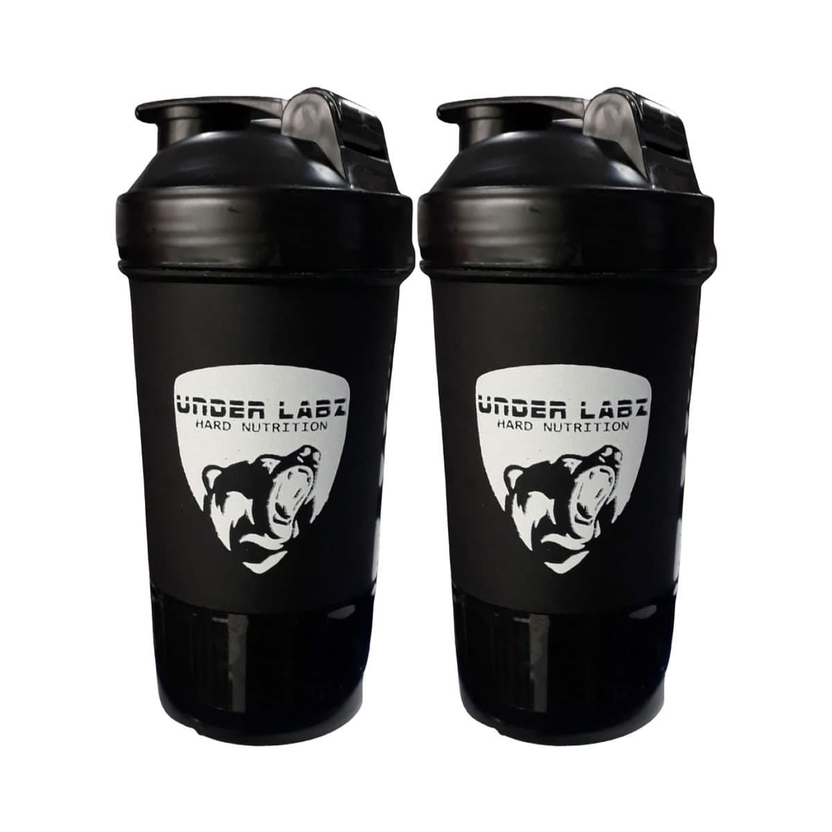 Kit 2X Coqueteleira Duas Doses - 500ml Preta - Under Labz