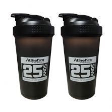 Kit 2X Coqueteleira Edi��o 25 Anos - 600ml Preta - Atlhetica Nutrition