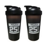 Kit 2X Coqueteleira Edi��o 25 Anos - 600ml Preta - Atlhetica Nutrition