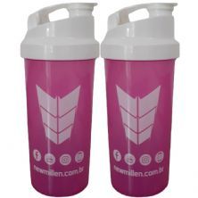 Kit 2X Coqueteleira Feminina - 600ml Rosa e Branco - New Millen