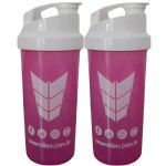 Kit 2X Coqueteleira Feminina - 600ml Rosa e Branco - New Millen