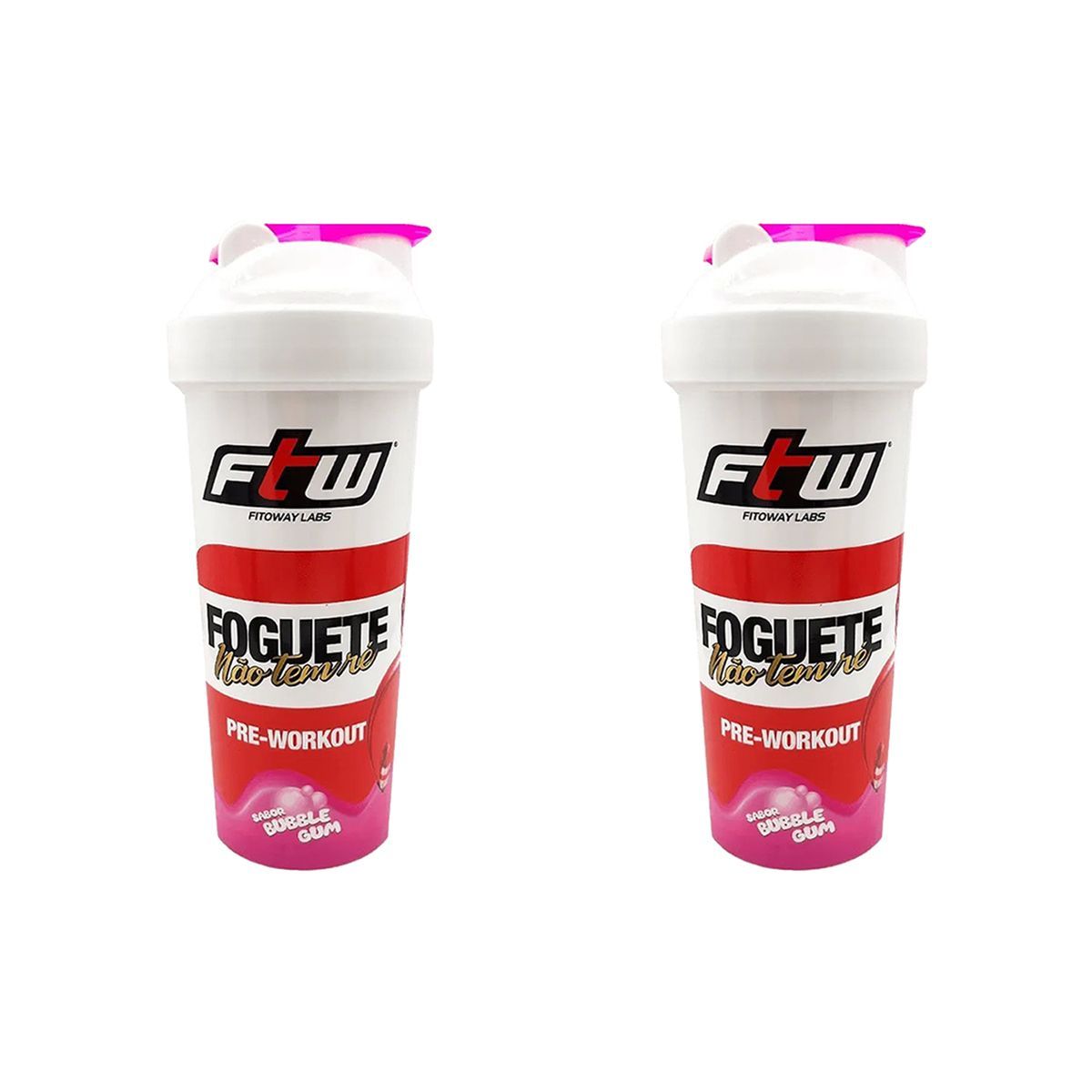Kit 2X Coqueteleira Foguete N�o Tem R� - 700ml Bubble Gum - FTW