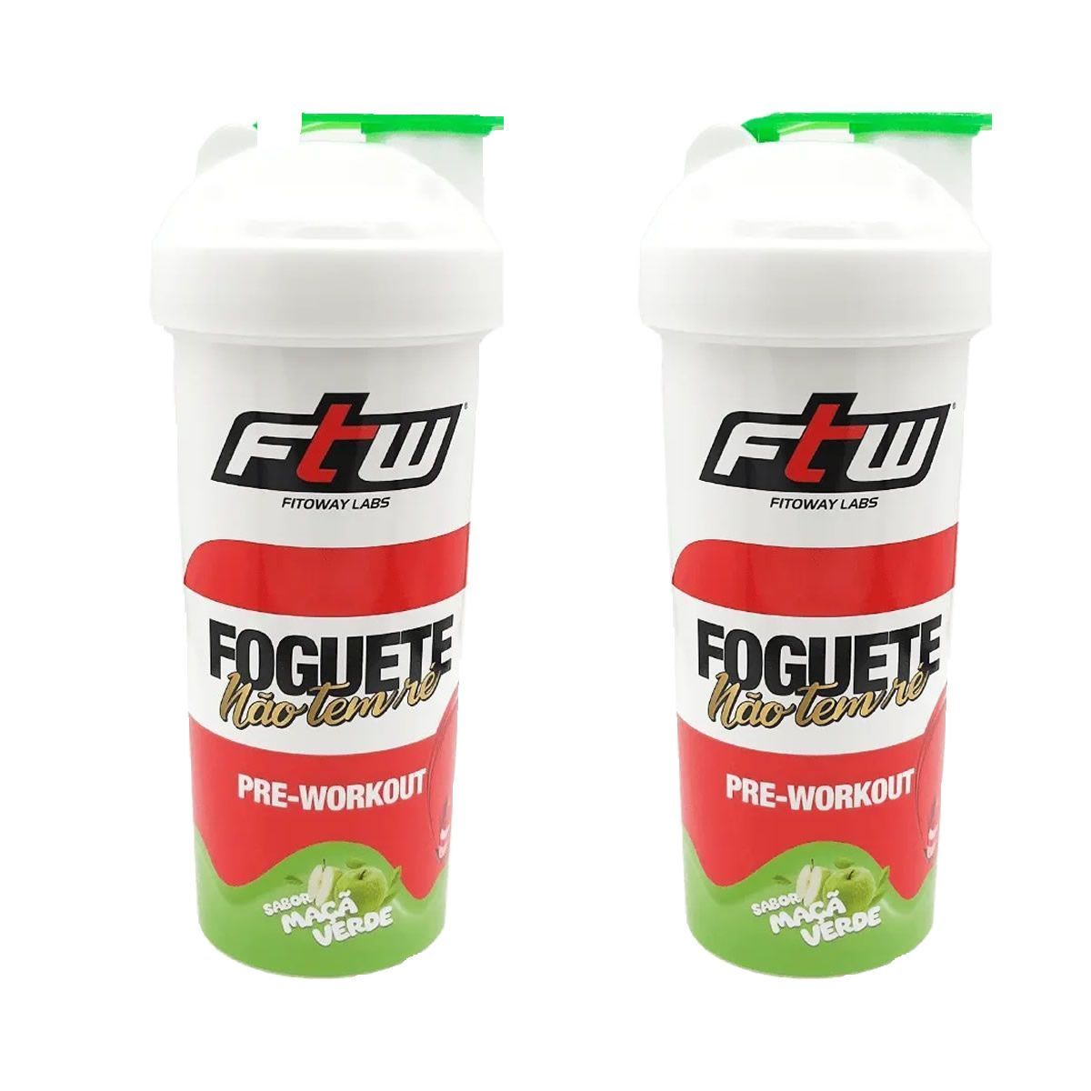 Kit 2X Coqueteleira Foguete N�o Tem R� - 700ml Ma�� Verde - FTW