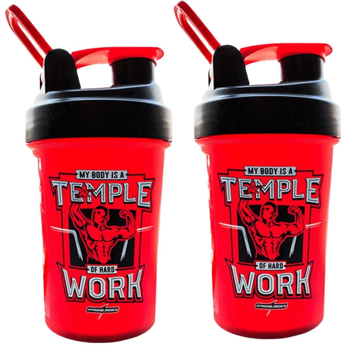 Kit 2X Coqueteleira My Body Is a Temple - 450ml Vermelha - IntegralM�dica