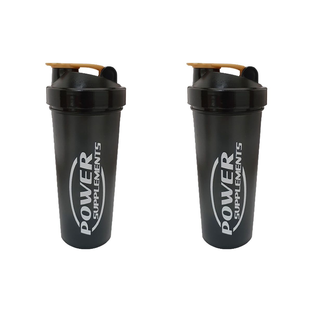 Kit 2X Coqueteleira Preta com Dourado - 650 ml - Power Supplements
