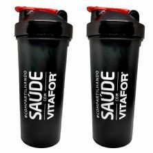 Kit 2X Coqueteleira Sa�de com Vitafor - 600ml  Preta  - Vitafor