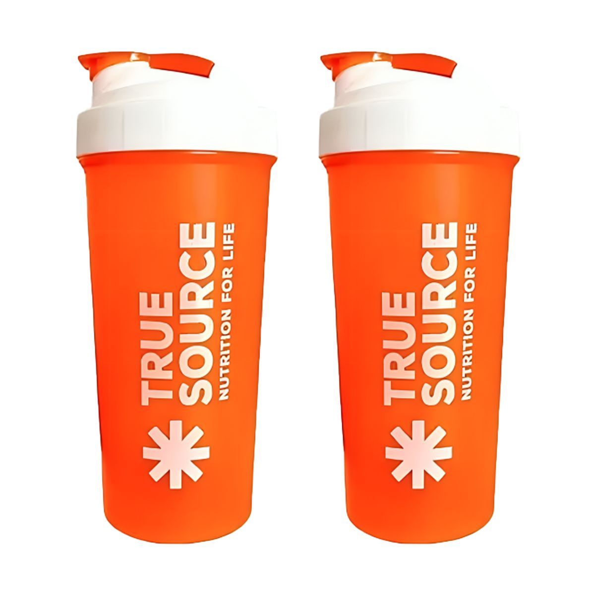 Kit 2X Coqueteleira Slim - 600ml Laranja E Branca - True Source