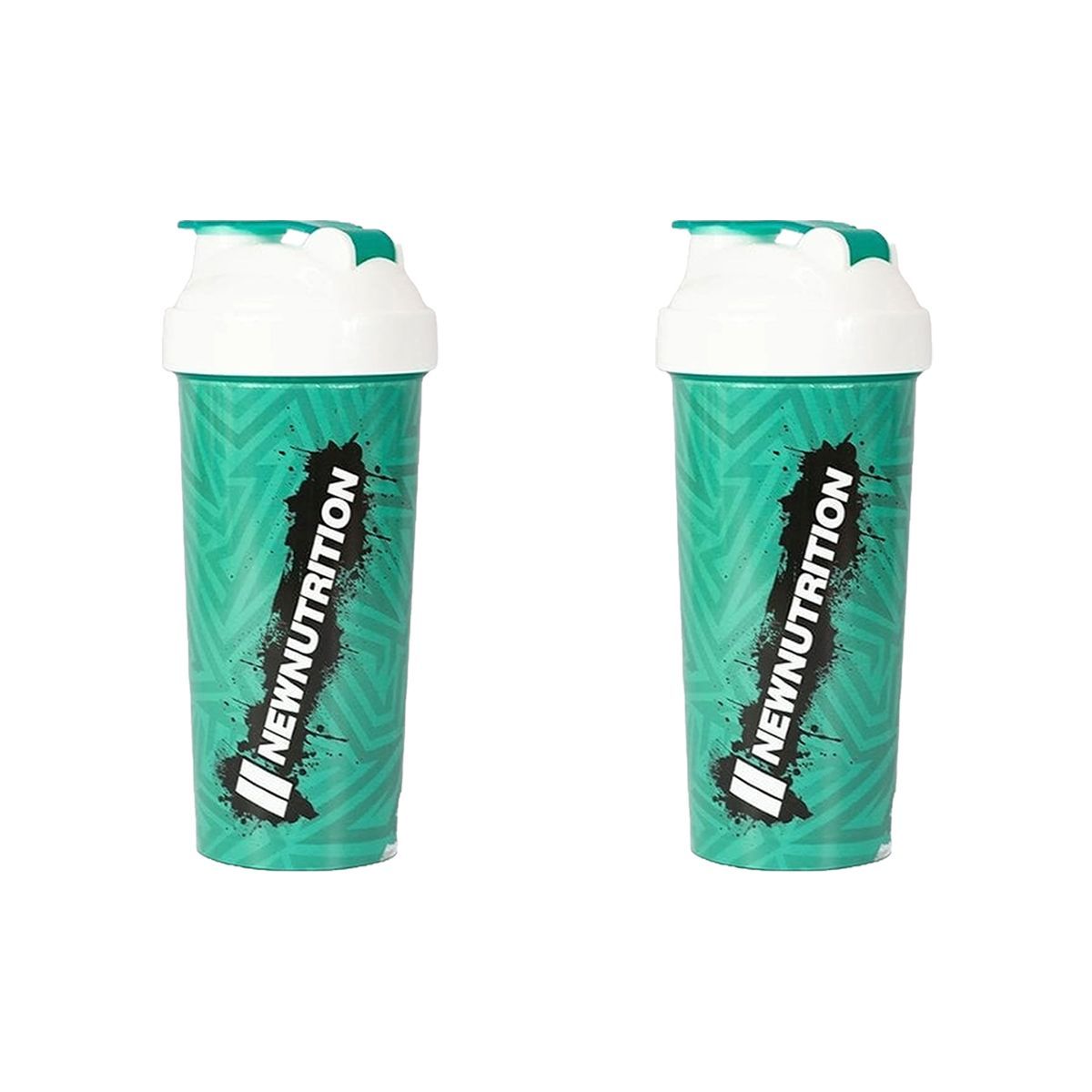 Kit 2X Coqueteleira Slim Estampada - 600ml Verde �gua - NewNutrition