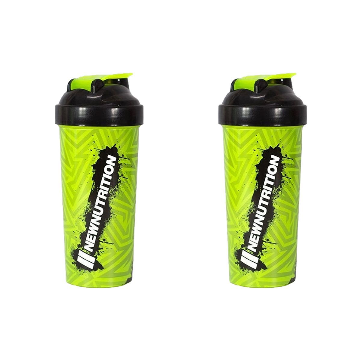 Kit 2X Coqueteleira Slim Estampada - 600ml Verde Neon - NewNutrition