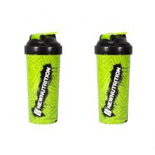 Kit 2X Coqueteleira Slim Estampada - 600ml Verde Neon - NewNutrition