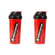 Kit 2X Coqueteleira Slim Estampada - 600ml Vermelha - NewNutrition