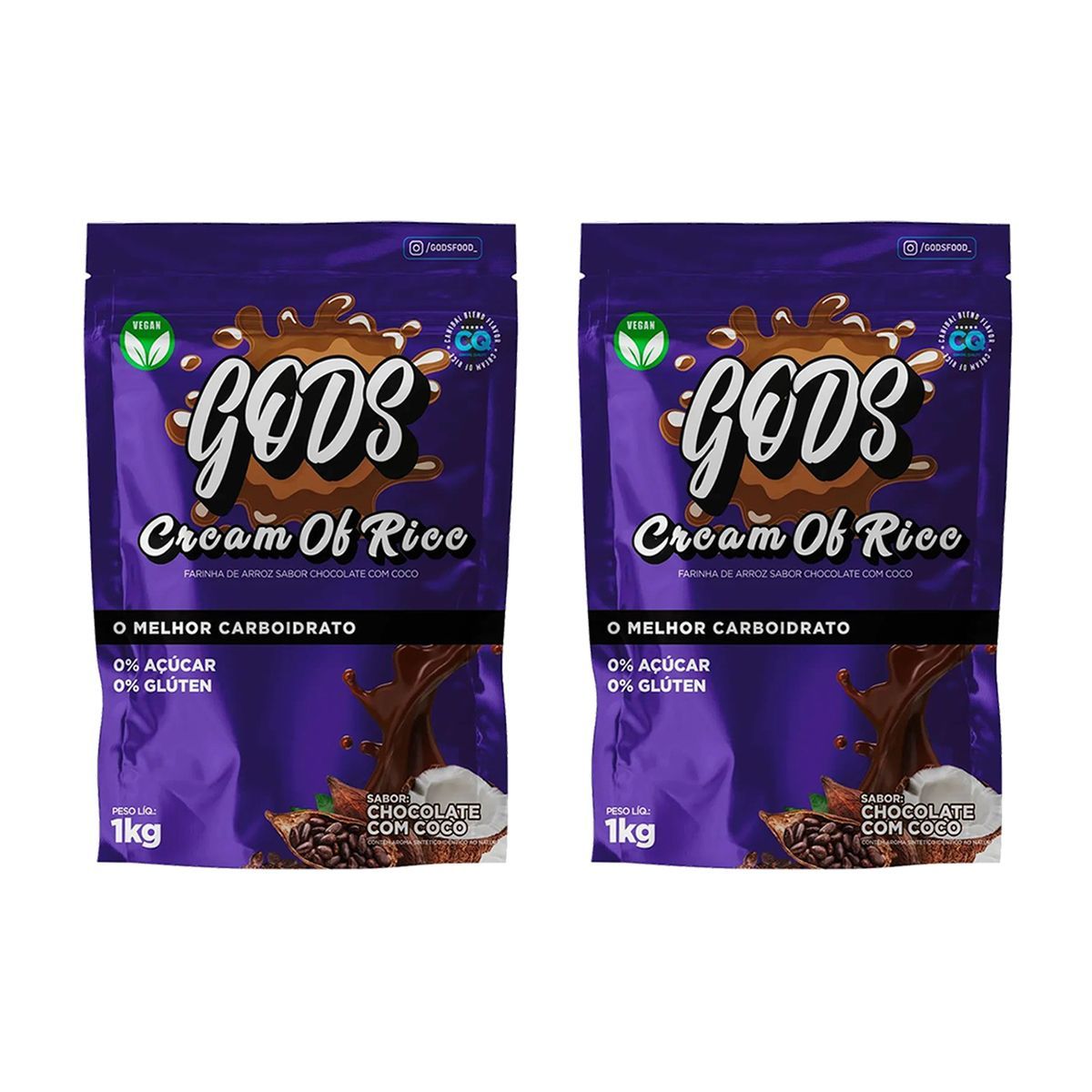 Kit 2X Cream of Rice - 1000g Refil Chocolate com Coco - Canibal	