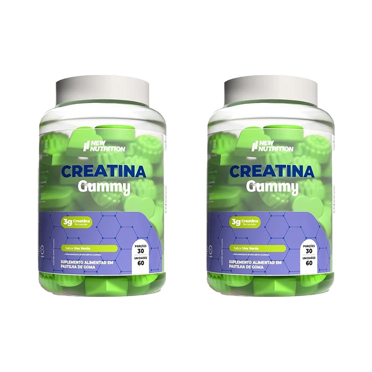 Kit 2X Creatina Gummy - 60 Gomas Uva Verde -  Newnutrition