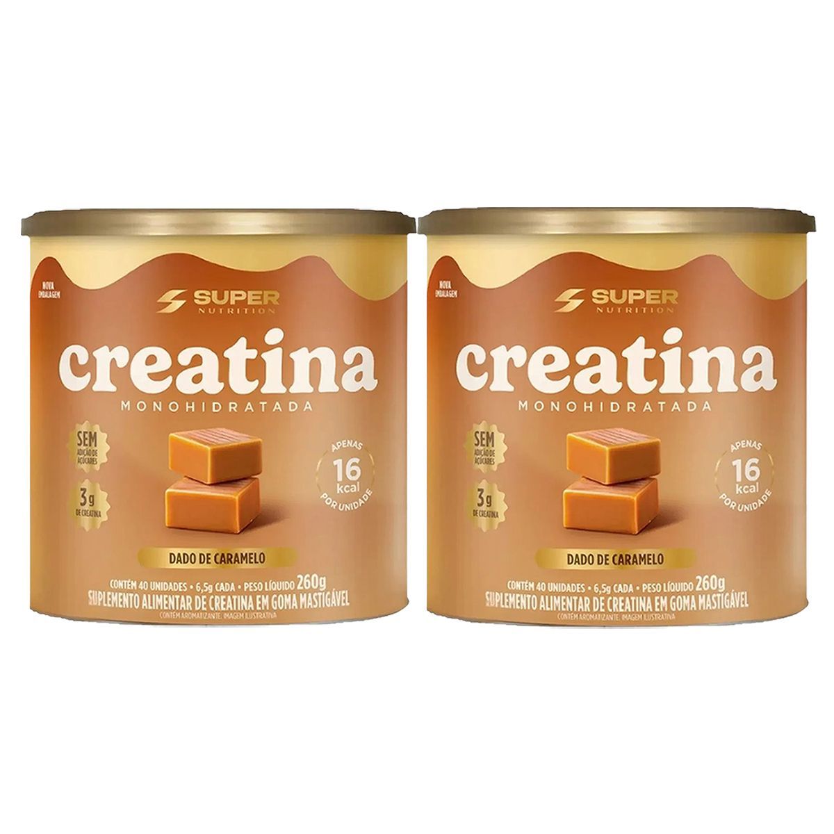 Kit 2X Creatina Monohidratada - 40 Dados 6,5g Caramelo - Desinch�