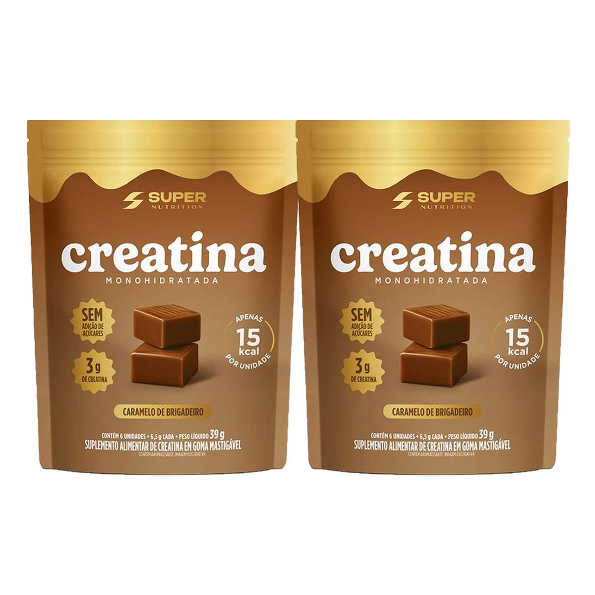 Kit 2X Creatina Monohidratada em Goma - 6 Gomas Caramelo de Brigadeiro - Desinch�