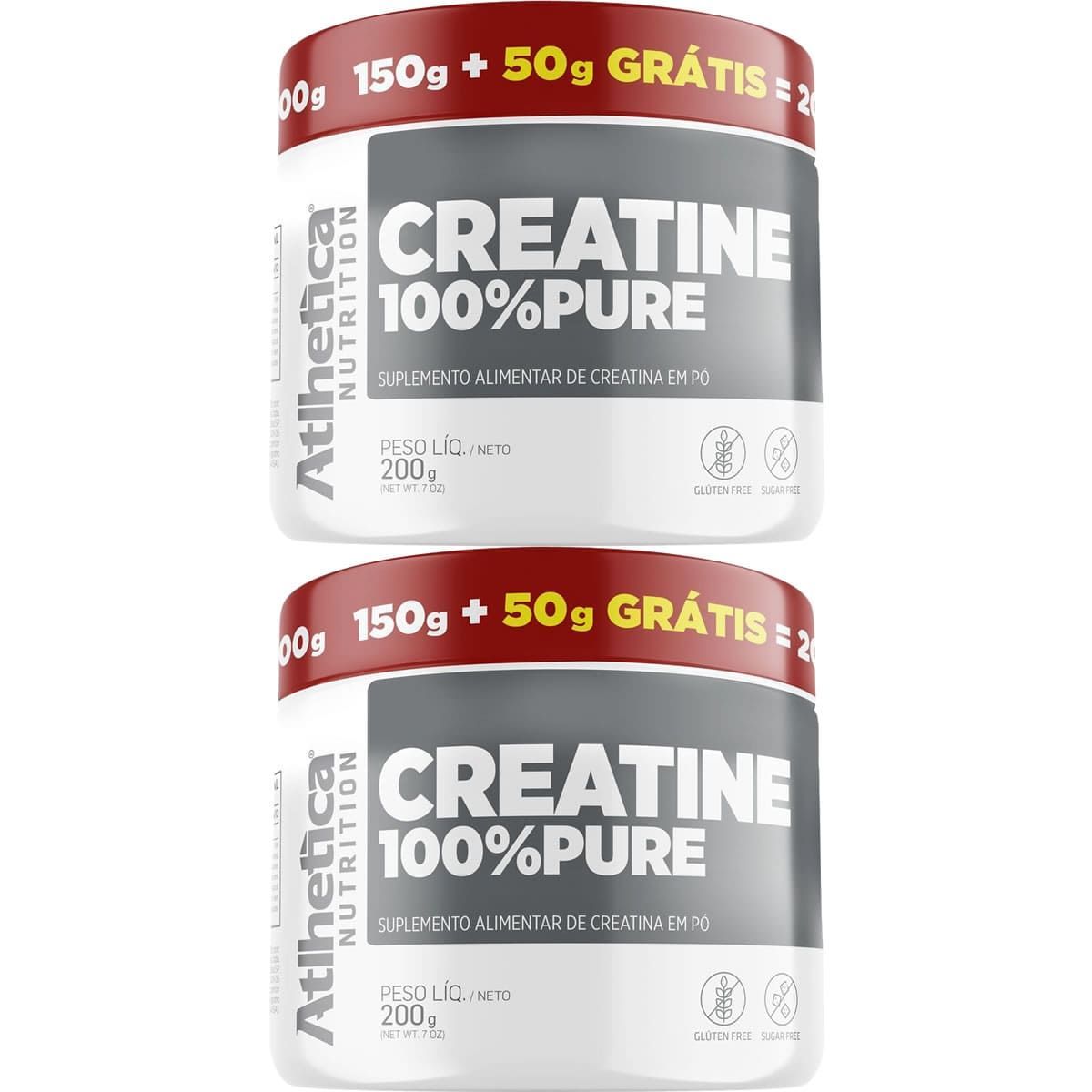 Kit 2X Creatine 100% Pure - 200g (150g + 50g Gr�tis) Natural - Atlhetica Nutrition