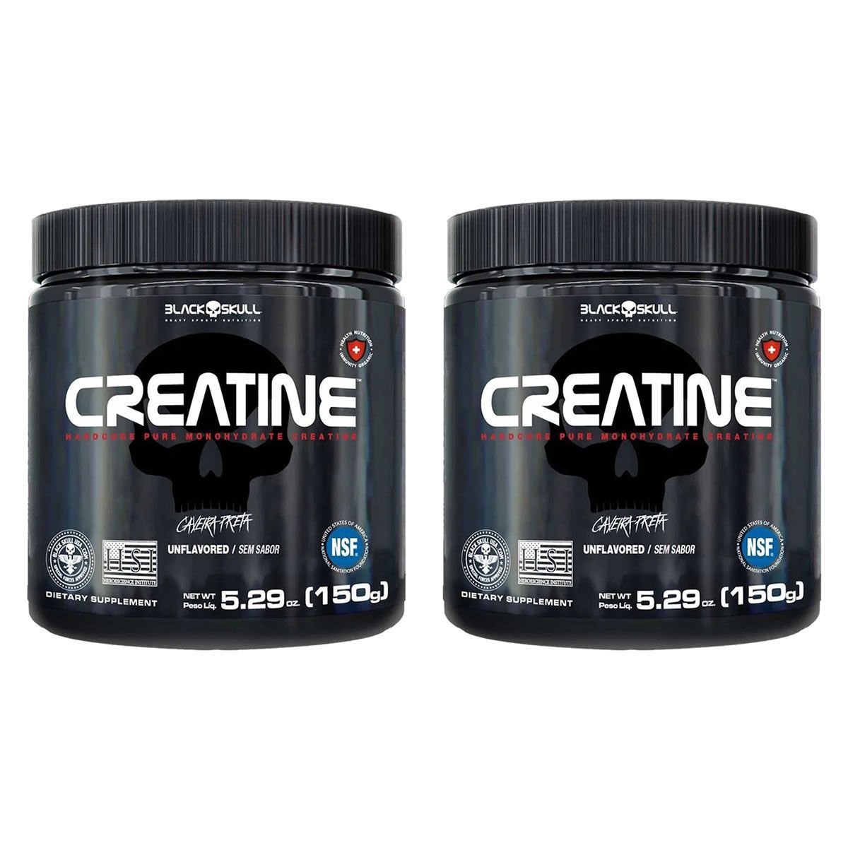 Kit 2X Creatine - 150g Sem Sabor - Black Skull
